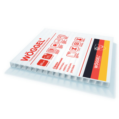 Сотовый поликарбонат WOGGEL 4 мм, белый (молочный), 2,1х12 м Сотовый поликарбонат WOGGEL 4 мм, белый (молочный), 2,1х12 м
