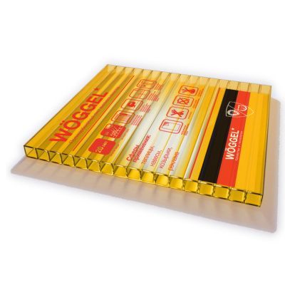 Сотовый поликарбонат WOGGEL 4 мм, желтый, 2,1х12 м